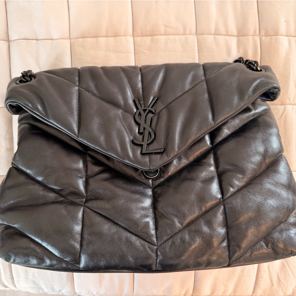 YSL Lou Lou puffer all black